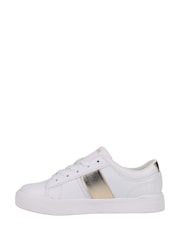 Polo Ralph Lauren White Kids Frazier Gold Panel Trainers - Image 4 of 6