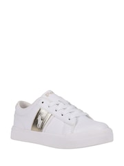 Polo Ralph Lauren White Kids Frazier Gold Panel Trainers - Image 6 of 6