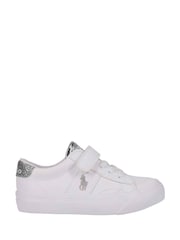 Polo Ralph Lauren White Glitter Kids Ryley PS Touch Fasten Strap Trainers - Image 1 of 8