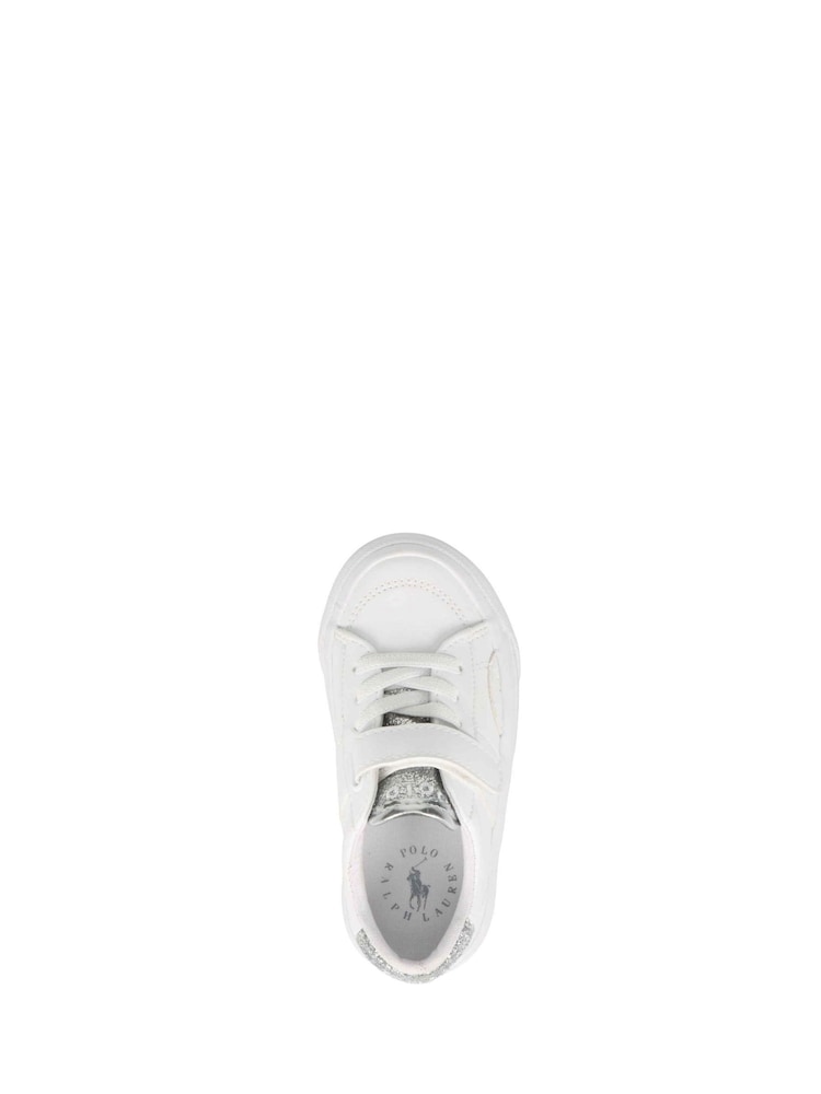 Polo Ralph Lauren White Glitter Kids Ryley PS Touch Fasten Strap Trainers - Image 4 of 8