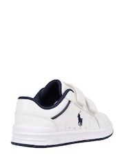 Polo Ralph Lauren White Hertiage Court IV Kids Touch Fasten Strap Trainers - Image 5 of 9