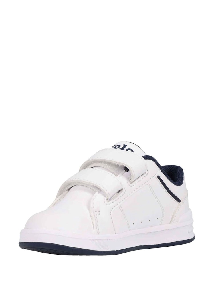 Polo Ralph Lauren White Hertiage Court IV Kids Touch Fasten Strap Trainers - Image 9 of 9