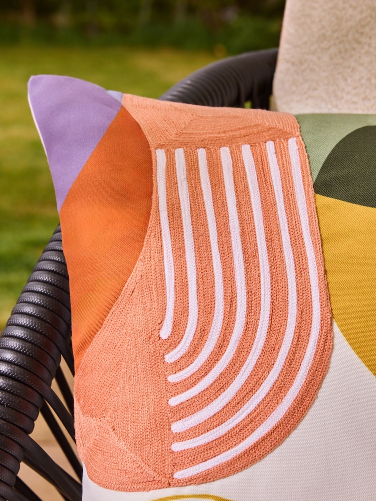 Green/Yellow Abstract Arches Indoor Outdoor Cushion - Image 3 of 7