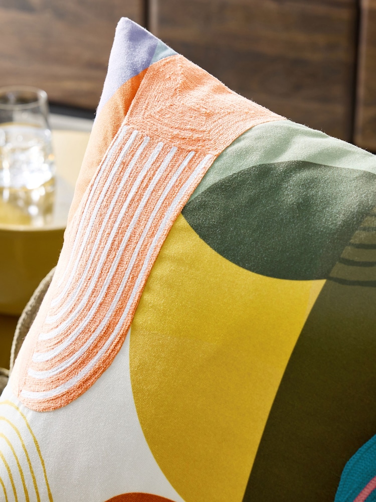 Green/Yellow Abstract Arches Indoor Outdoor Cushion - Image 4 of 7