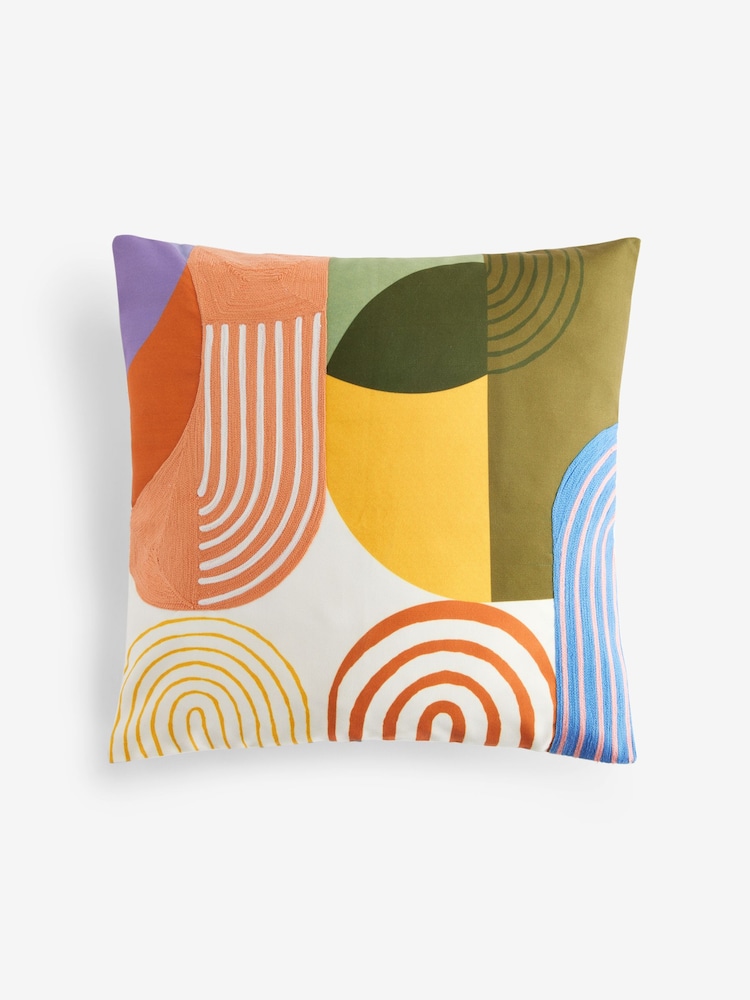 Green/Yellow Abstract Arches Indoor Outdoor Cushion - Image 5 of 7