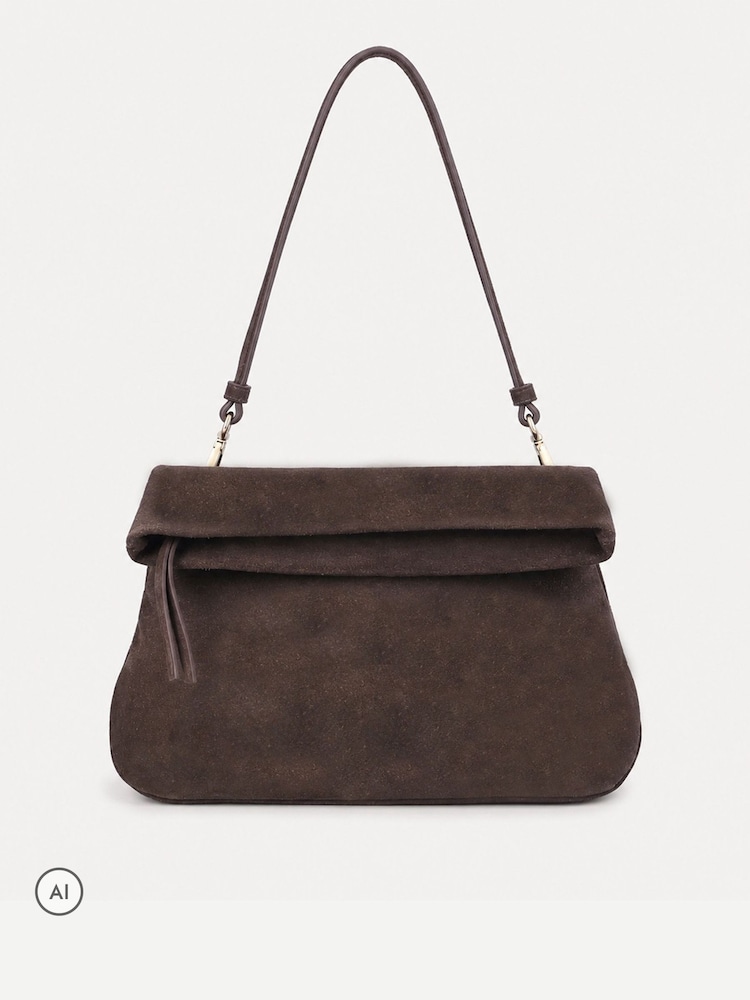 rjava - Off The Hook Amos Suede Fold Over Shoulder Bag - Slika 1 iz 4 rjava - Off The Hook Amos Suede Fold Over Shoulder Bag - Slika 1 iz 4