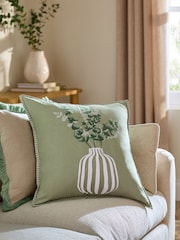 Sage Green Floral Vase Cushion - Image 1 of 5