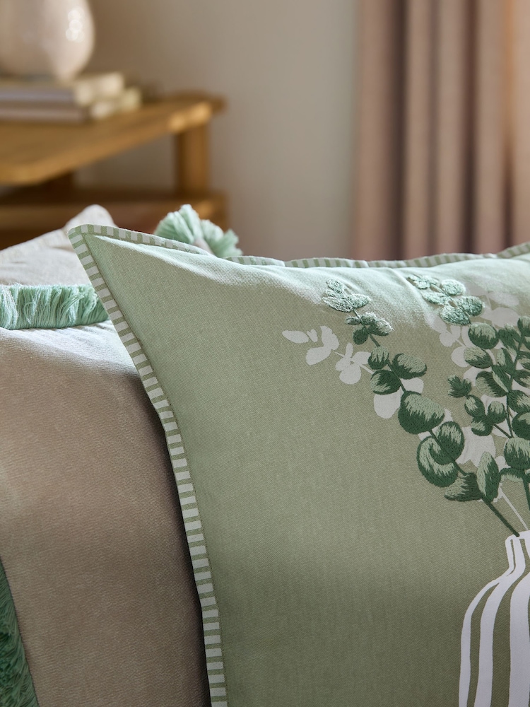 Sage Green Floral Vase Cushion - Image 2 of 5