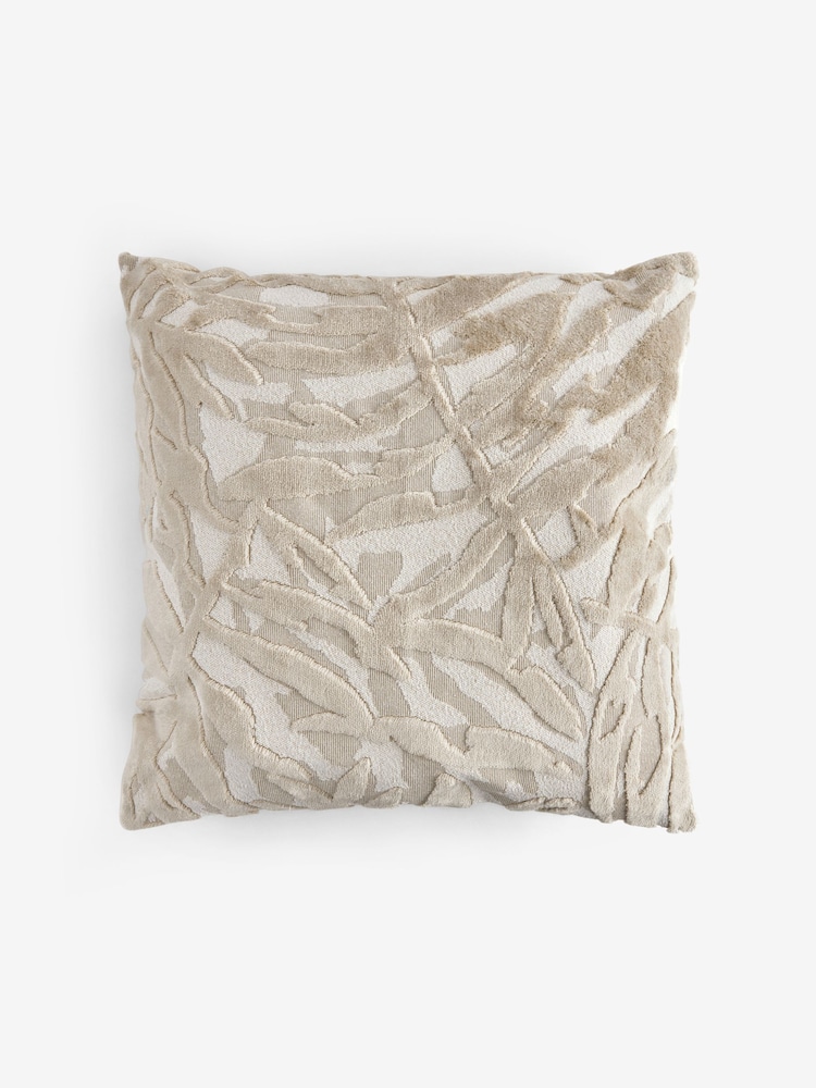 Cut Velvet Leaf Print Cushion - Image 3 of 5