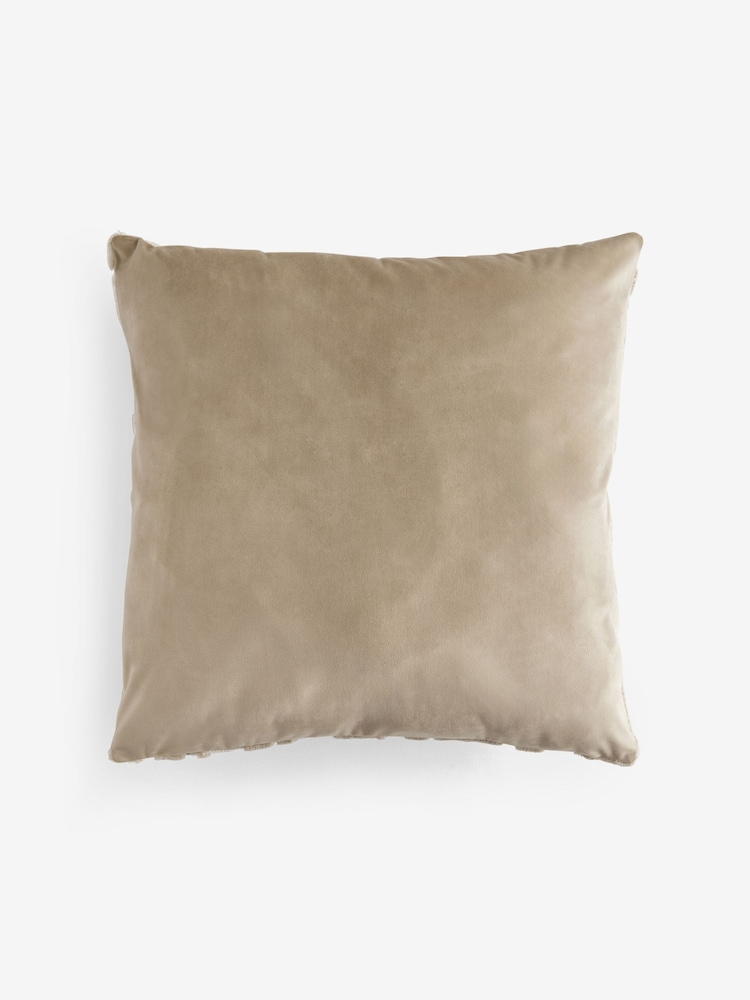 Cut Velvet Leaf Print Cushion - Image 4 of 5