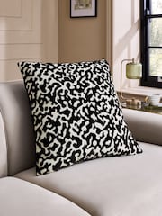 Monochrome 59 x 59cm Abstract Cut Velvet Cushion - Image 1 of 6