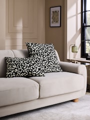 Monochrome 59 x 59cm Abstract Cut Velvet Cushion - Image 2 of 6