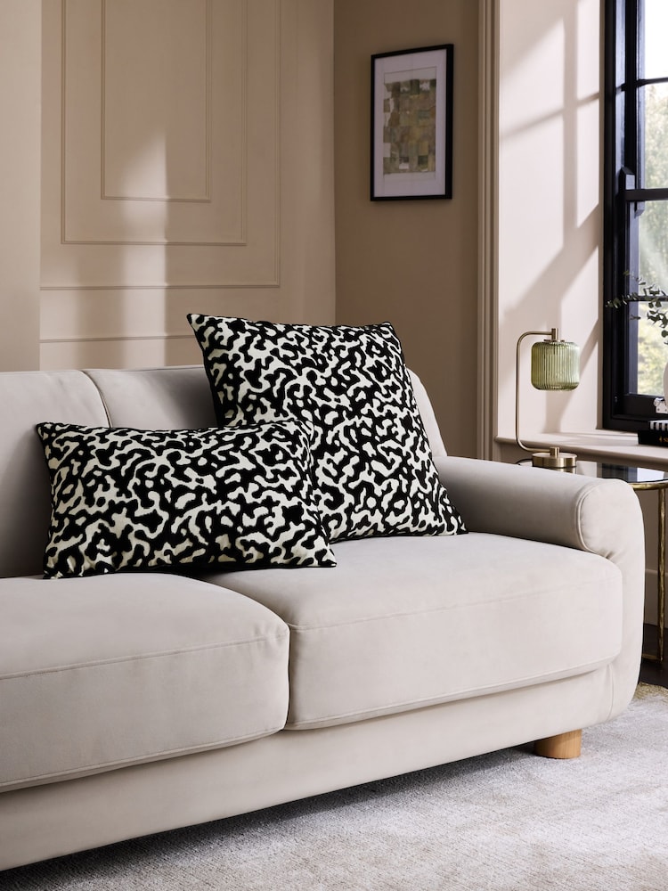 Monochrome 59 x 59cm Abstract Cut Velvet Cushion - Image 2 of 6