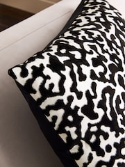 Monochrome 59 x 59cm Abstract Cut Velvet Cushion - Image 3 of 6