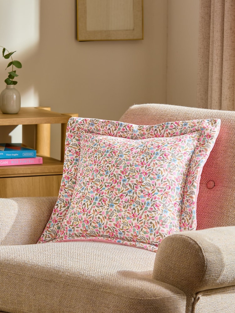 Pink Quilted Reversible Floral Cushion - Image 1 of 6