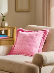 Pink Quilted Reversible Floral Cushion - Image 2 of 6