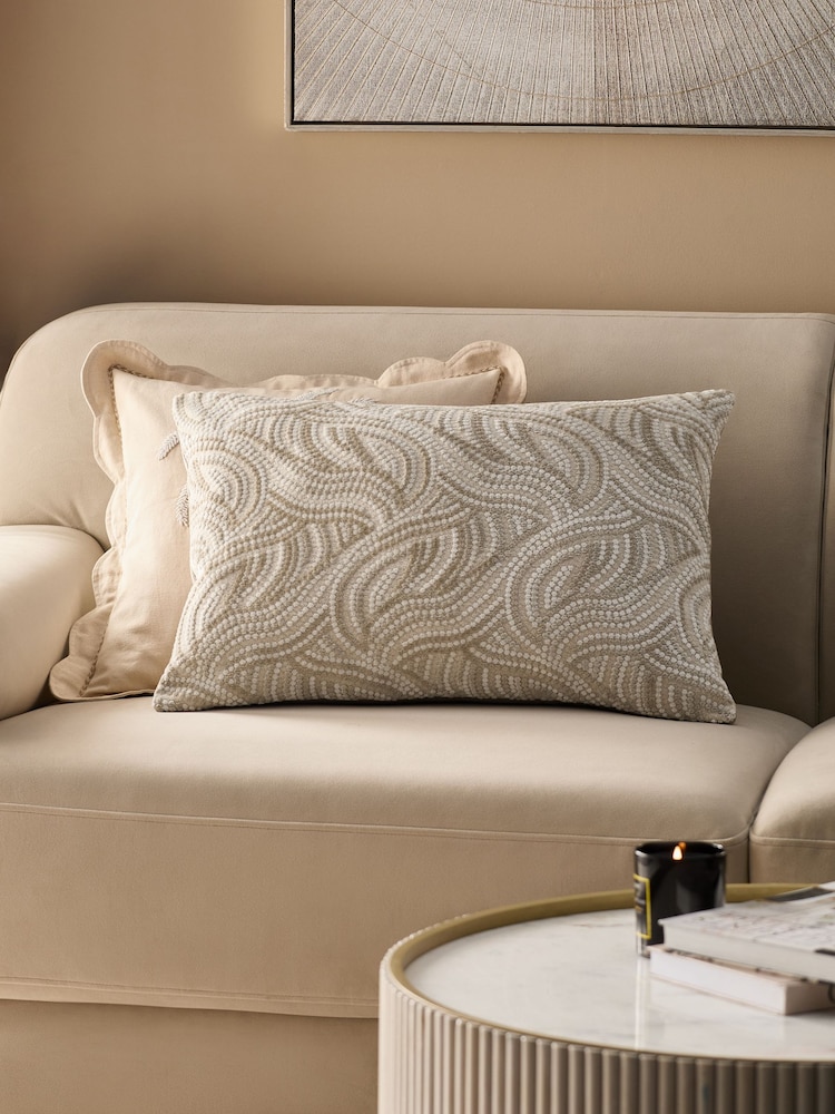 Silver 40 x 59cm Cut Velvet Spot Cushion - Image 1 of 5