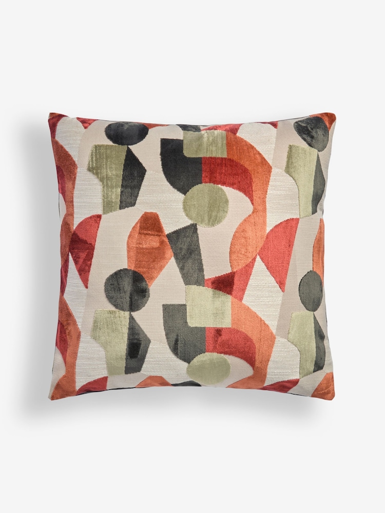 Orange 59 x 59cm Cut Velvet Collage Cushion - Image 3 of 5