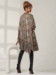 Jolie Moi Brown Metallic Dot Asymmetric Hem Shirt - Image 6 of 6