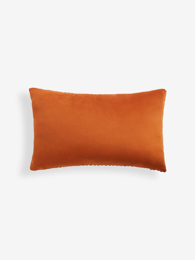 Orange 40 x 59cm Cut Velvet Stripe Cushion - Image 5 of 6