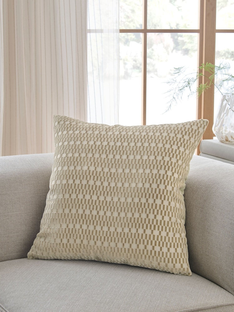 Fem Chic Geo Cut Velvet Cushion - Image 1 of 5