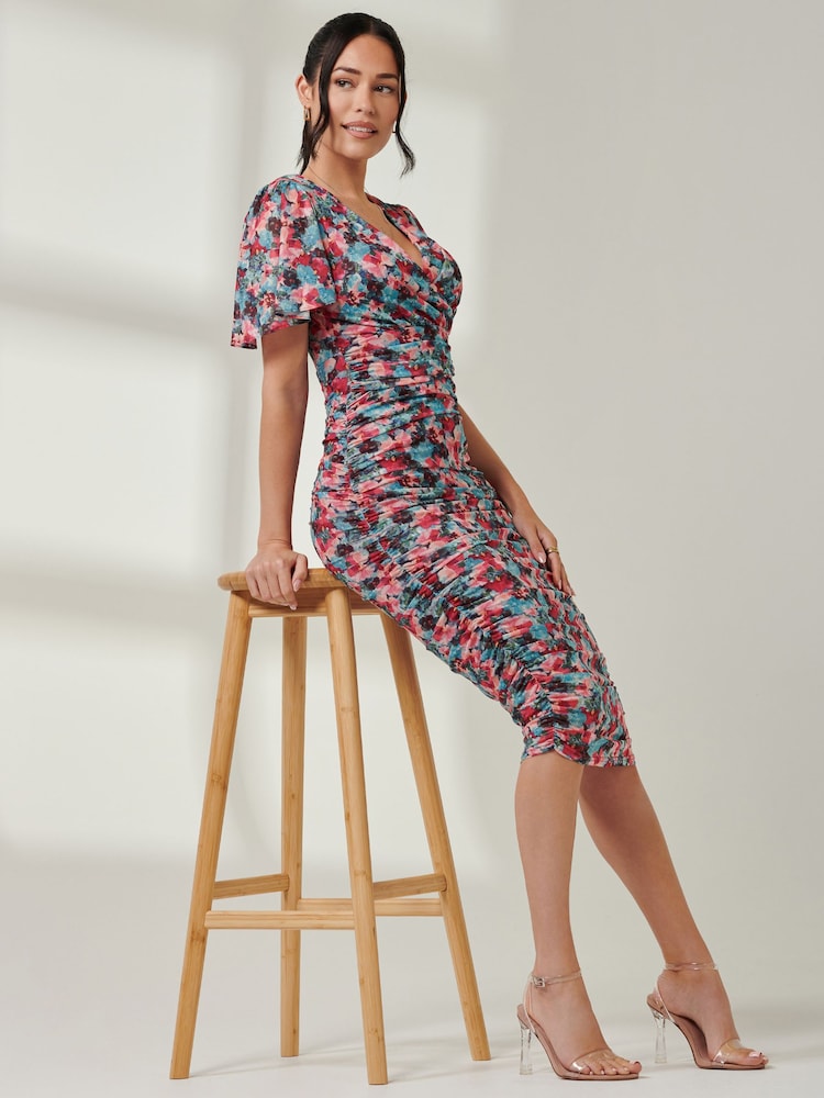 Jolie Moi Bodycon-Mesh-Kleid mit Wickeldesign vorn - Bild 6 von 6 Jolie Moi Bodycon-Mesh-Kleid mit Wickeldesign vorn - Bild 6 von 6