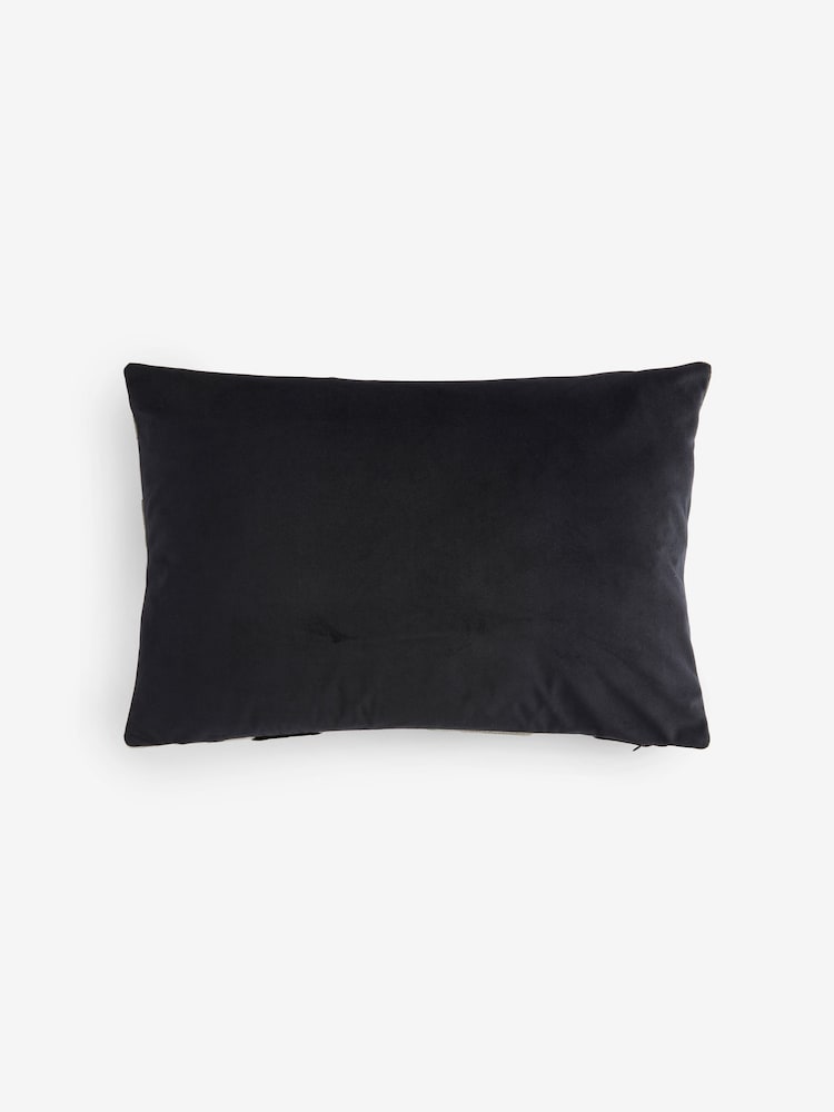 Monochrome 40 x 59cm Cut Velvet Collage Cushion - Image 3 of 5