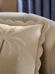 Light Natural Beaded Palm Tree Cushion - Image 3 of 6