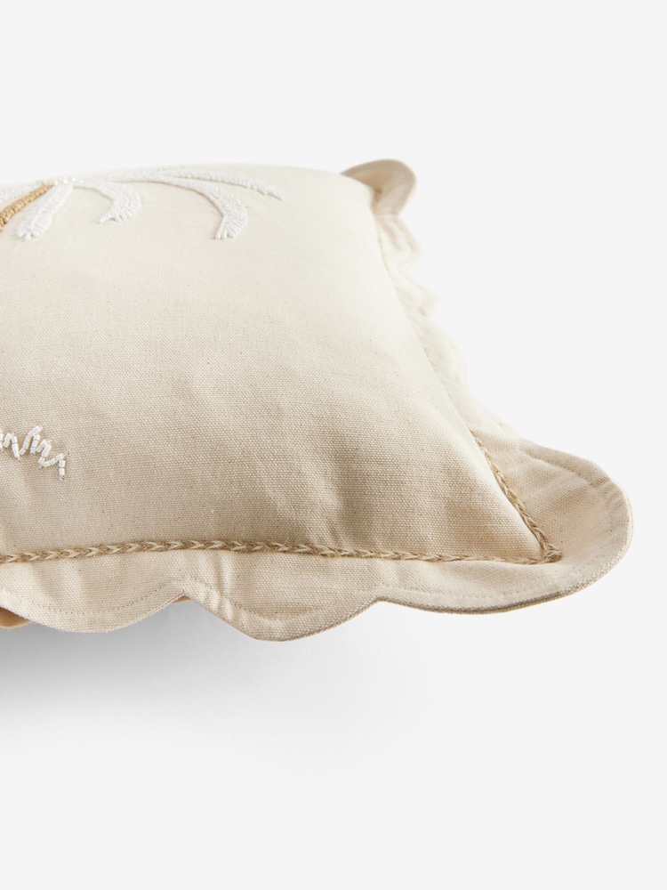 Light Natural Beaded Palm Tree Cushion - Image 6 of 6