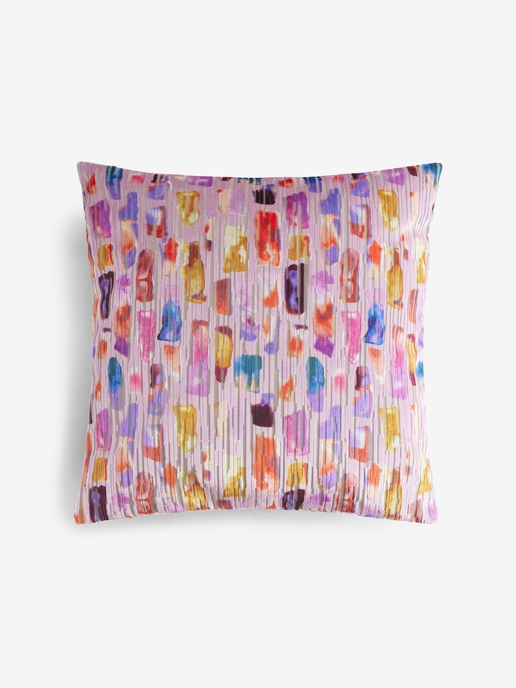 Multi Bright Velvet Geo Cushion - Image 3 of 5