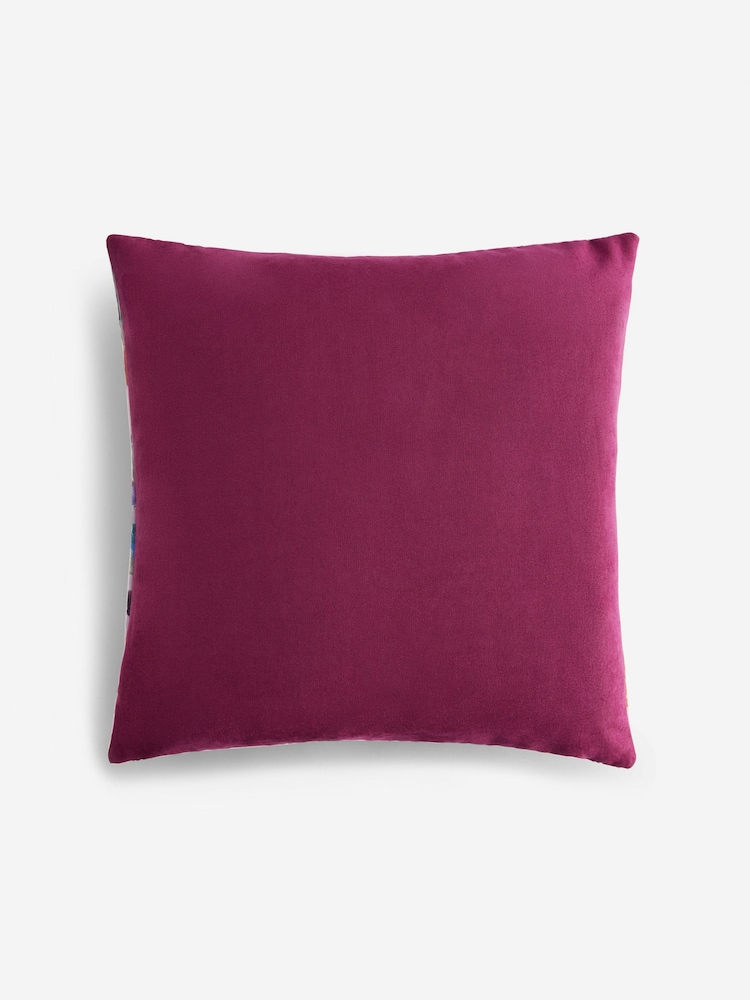 Multi Bright Velvet Geo Cushion - Image 4 of 5