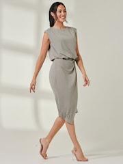 Jolie Moi Green Tiered Draped Pencil Dress - Image 5 of 6