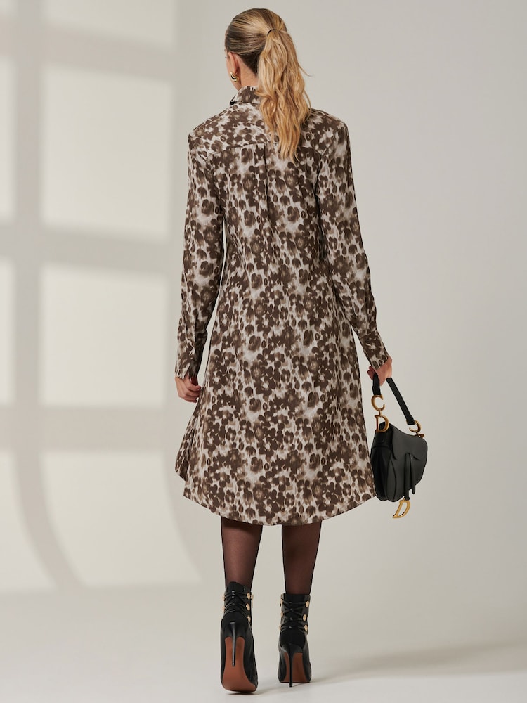 Jolie Moi Grey Long Sleeve Oversized Shirt Dress - Image 2 of 6