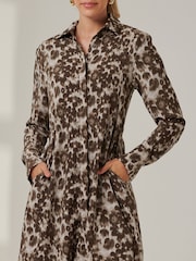 Jolie Moi Grey Long Sleeve Oversized Shirt Dress - Image 3 of 6