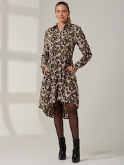 Jolie Moi Grey Long Sleeve Oversized Shirt Dress - Image 4 of 6