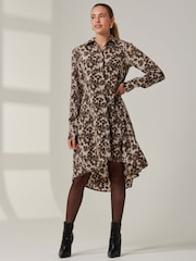 Jolie Moi Grey Long Sleeve Oversized Shirt Dress - Image 5 of 6