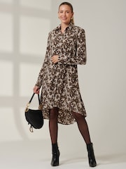 Jolie Moi Grey Long Sleeve Oversized Shirt Dress - Image 6 of 6