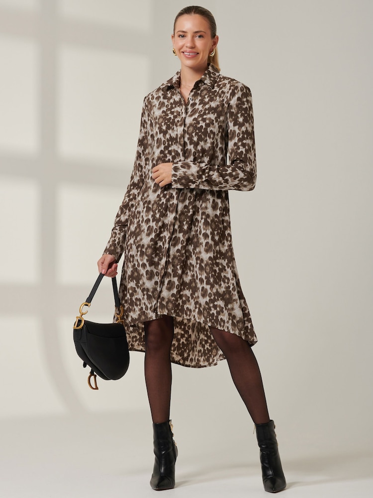 Jolie Moi Grey Long Sleeve Oversized Shirt Dress - Image 6 of 6