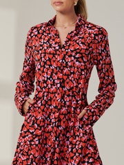 Jolie Moi Red Abstract Print Oversized Shirt Dress - Image 3 of 5
