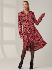 Jolie Moi Red Abstract Print Oversized Shirt Dress - Image 5 of 5
