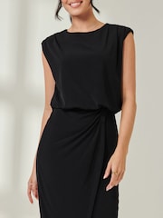Jolie Moi Black Tiered Draped Pencil Dress - Image 3 of 6