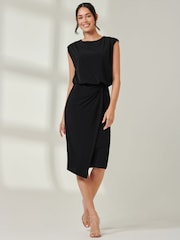 Jolie Moi Black Tiered Draped Pencil Dress - Image 6 of 6