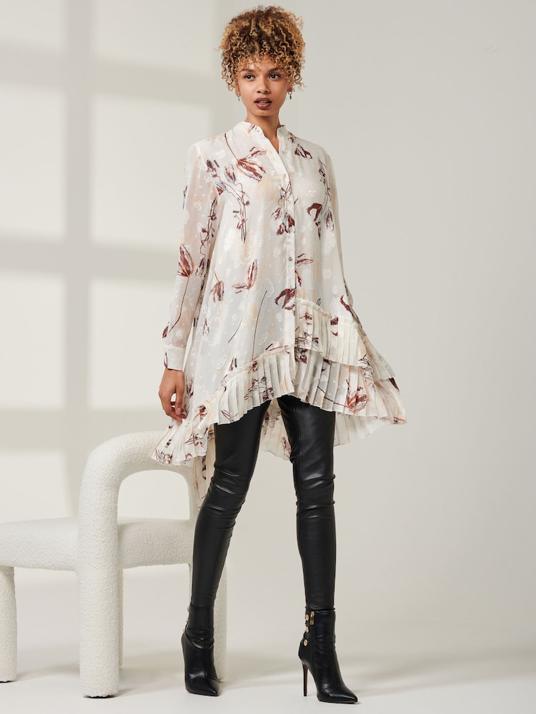 Creme - Jolie Moi – asymmetrisches Hemd mit gestuftem Saum - Bild 1 von 6