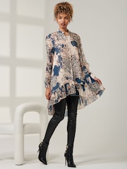 Blau - Jolie Moi – asymmetrisches Hemd mit gestuftem Saum - Bild 1 von 6