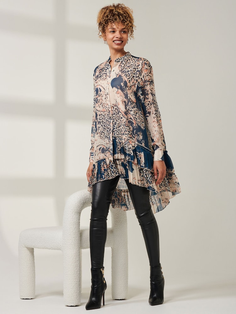 Blau - Jolie Moi – asymmetrisches Hemd mit gestuftem Saum - Bild 6 von 6