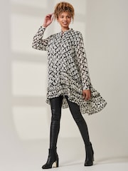 Jolie Moi Black Asymmetric Tiered Hem Shirt - Image 1 of 6