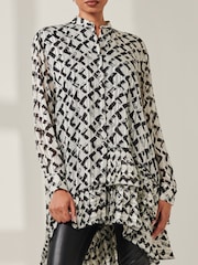 Jolie Moi Black Asymmetric Tiered Hem Shirt - Image 3 of 6