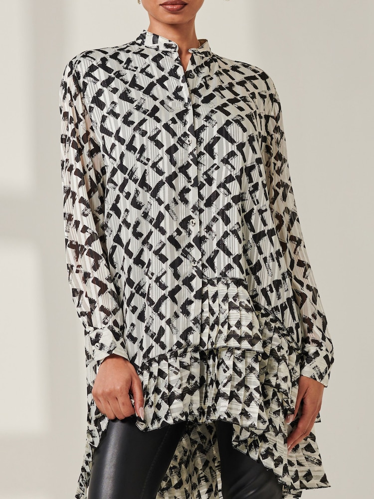 Jolie Moi Black Asymmetric Tiered Hem Shirt - Image 3 of 6
