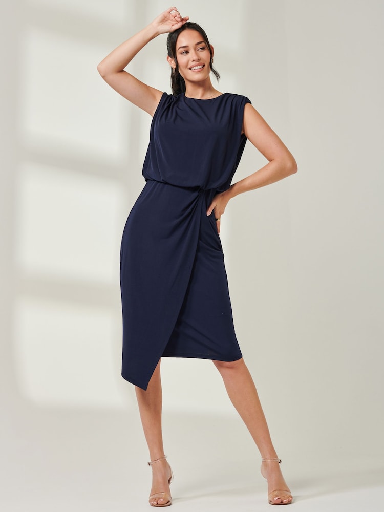 Azul - Vestido de tubo con diseño escalonado y drapeado de Jolie Moi - Imagen 6 de 6 Azul - Vestido de tubo con diseño escalonado y drapeado de Jolie Moi - Imagen 6 de 6