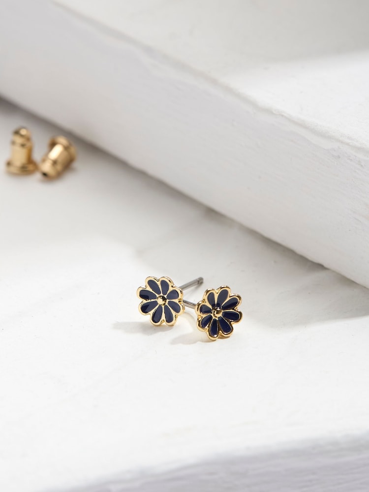 FatFace Gold Tone Enamel Daisy Stud Earrings - Image 1 of 2 FatFace Gold Tone Enamel Daisy Stud Earrings - Image 1 of 2
